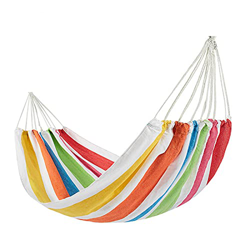 Hamaca para Camping Hammock Hamaca Ligera Portátil Hamaca De Algodón De Arco Iris con Bolsa De Transporte Hamaca Tejida para Balcón Interior Jardín Pa en oferta