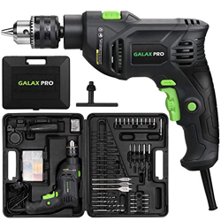 GALAX PRO Taladro percutor, 600W 3000RPM Taladros de impacto con Varios accesorios y Maletin portátil, Martillo Taladro 2 Funciones en 1, 360° Empuñad características