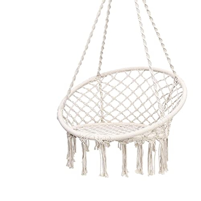 N / B Silla de Hamaca Macrame Swing con Kits de cojín y Hardware, Cuerda de algodón Colgando para Adultos, Malla de Punto Hecho a Mano Interior, al Ai