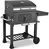 Barbacoa de Carbón 113x53,5x100 cm, Parrilla Carro Esmaltada, Carro de Barbacoa, con Abridor, Ruedas, 3 Parrillas, Termómetro, Cenicero Extraíble, Est en oferta