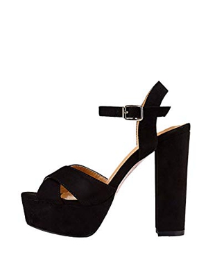 Marypaz, Sandalia tacón ancho con plataforma para Mujer Negro T.37 EU