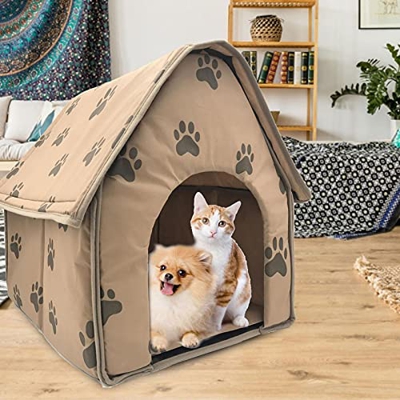 Caseta para Perros, Perrera para Perros Exterior Cálido Casa De Perro Interior Cueva De Gato Espesa Cueva para Gatos para Cachorros para Interiores Y 