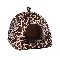 CHENGHAN Mascota Gato casa Cama Plegable Suave Invernal Leopardo Perro Cama de Perro Cueva de Fresa casa de Perro Kennel Nido Perro Lana Gato Cama (Co en oferta