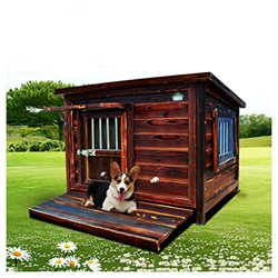 TYX Casetas Perros Exterior Madera Maciza 100×80×83Cm, Caseta Perro Madera Perreras Perros Refugio Perros, Impermeable Fácil Limpieza,100×80×83cm precio