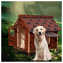 TYX Casetas Perros Exteriores Madera Carbonizada, Casa para Perros Casetas Perros, Refugio Perros Jaula Perros con Ventanas Puertas Impermeable,49×45× características