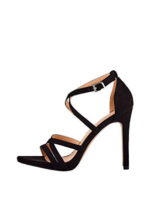 Marypaz, Sandalia tacón alto de aguja y detalle multitiras para Mujer Negro 39 EU