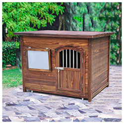 TYX Casetas Perros Exteriores, Parte Superior Plana Impermeable Casa Madera Perros Caseta Perro, Refugio Perros Jardín Animales Pequeños Fácil Limpiez características