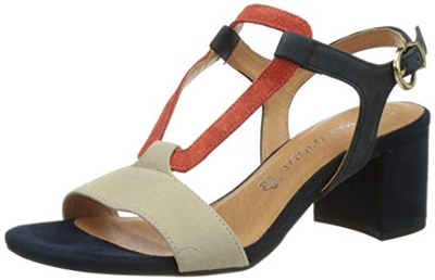 MARCO TOZZI 2-2-28352-26 Veloursleder Sandale, Sandalia con taln Mujer, Azul Marino, 40 EU