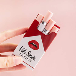 S-TROUBLE 4 Colores Smoke Tube Lipstick Set Hidratante de Larga duración Matte Lip Gloss Cigarette Box Mujeres Maquillaje Cosméticos Suministros Regal precio