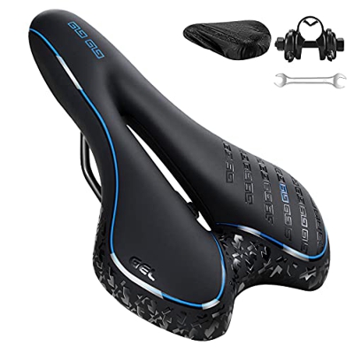 Sillín de Bici de Gel, JOLY FANG Sillín de Bicicleta Montaña Cómodo, Asiento de Bicicleta Hueco y ergonómico, para Bicicletas de MTB/Carreras (Azul)