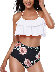 heekpek Bikini Mujer con Volantes Halter Top Relleno Cintura Alta Biquini Tallas Grandes (B, L) características