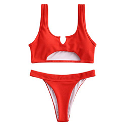 ZAFUL Juego de Bikini de Dos Piezas Bralette Wrap, Parte Superior de Bikini, Chaleco Hueco de Cintura Alta, Parte Inferior para Mujer precio
