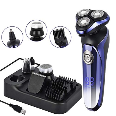Wegics - Maquinilla de afeitar eléctrica para hombre, 4D, con recortador de vello nasal, maquinilla de afeitar eléctrica reutilizable con pantalla LED