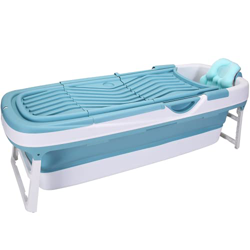 CRS Bañera plegable XXL 158x60x53 cm, con cojín para adultos, plegable, para camping, baño y jardín, plegable en oferta