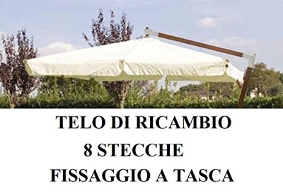 Toalla de repuesto para sombrilla excéntrico madera 3 x 4 mt Top Airvent tipo pesada 380 g/m² Impermeable montaje de bolsillo