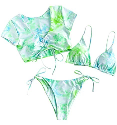 Yutdeng Mujeres Conjuntos de Bikinis Talle Bajo Traje de baño Sexy Bikini Push up Ajustable Clásico Bañador Tops y Brasileño Sexy Tanga Triángulo 2/3 