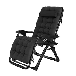 Lfny-bag Tumbona Plegable Silla De Gravedad Cero Reclinable con Toldo De Sombra con Bandeja Portavasos Portátil para Jardín Balcón Carga 200Kg,Negro características
