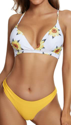 heekpek Bikini con Tirantes Top Relleno Braga Tallo Bajo Estampado de Girasol precio