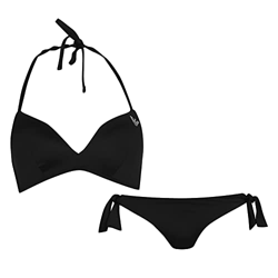 Emporio Armani Swimwear Padded Triangle & Brief W/Bows Bikini Light Logo Juego Biquini, Negro, S para Mujer en oferta
