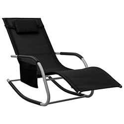 Susany Tumbona de Jardín para Exterior con Almohada Extraíble y Bolsa Lateral Chaise Longue de Terraza Silla para Picina Textilene 149x62x88 cm Negro en oferta
