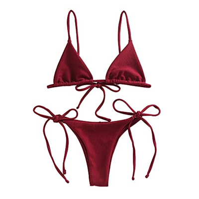 YODNBUK Bikini de Dos Piezas con Parte Inferior de Tanga Acanalada para Mujer