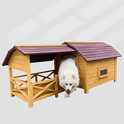 DHYBDZ Casa de Madera para Perros Grande de Lujo elevada con Porche, Refugio de Perrera Resistente al Agua al Aire Libre para Perros pequeños a Grande precio
