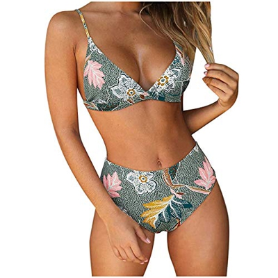 Bikinis vintage para mujer, trajes de baño fruncidos de cintura alta con top corto trajes de baño para mujer de cintura alta trajes de baño de dos pie