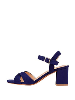 Marypaz, Sandalia básica con tacón ancho moda verano para Mujer Azul 40 EU