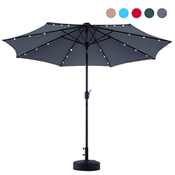 VONLUCE 300CM Sombrilla de Jardín con Luz LED de Energía Solar Parasol de Jardín con 8 Varillas de Acero Sombrilla de Terreza con Protección UV para P en oferta