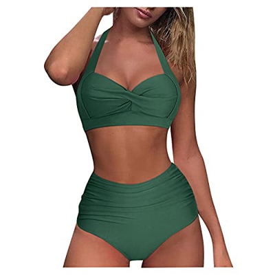 TUDUZ Ropa de baño de Mujer Verano Bañador de Baño en Dos Piezas Suelta Bohemio Estampado Tankini Trajes de baño Conjuntos Brasileño Conjuntos de Biki