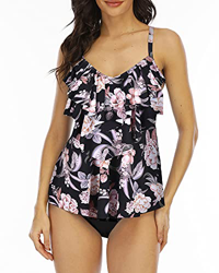 WIN.MAX Conjuntos de Traje de baño Tankini para Mujer Cintura Alta Volante con Volantes Conjunto de Bikini de 2 Piezas Traje de baño Traje de baño de  en oferta