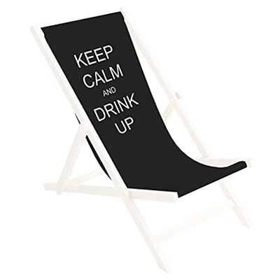 Tapicería de Recambio para Tumbona de Madera, 100% poliéster, Plegable, diseño de Black Keep Calm [119]