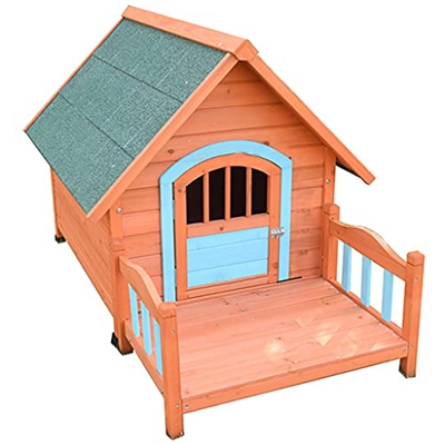 XYF Casa de Perro de Madera Maciza casa de Mascotas Jaula para Mascotas de Alta Gama para Interiores y Exteriores Refugio Aislado con Solapa en la Pue