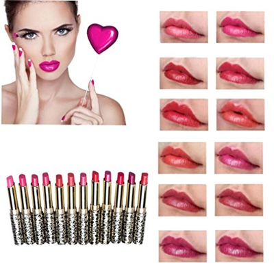 FAMILIZO 12pcs / lot de la mancha de maquillaje de labios Barras de labios Lote leopardo hidratante labial Conjunto