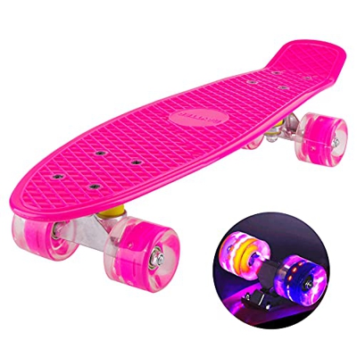 Baytter Monopatín completo mini cruiser de madera de arce de 7 capas, 57 x 15 cm, para niños, jóvenes y adultos, con rodamientos ABEC-11 y dureza de l