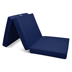 Beautissu Cómodo colchón Plegable Campix 60 x 190 x 7 cm - Ahorra Espacio - con Funda de Microfibra - Azul Marino precio