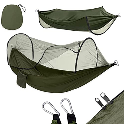 Hamaca para Camping Hammock Hamacas Para Acampar El Nylon Portátil, Hamaca Abierta Rápida Para Uso Individual Al Aire Libre, Uso Doble Con Correas De 