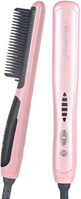 Cepillo Alisador de Cabello, 2 en 1 Profesional PTC Cerámica Eléctrica Rizador Lónico, Calentamiento Ultrarápido en 30s, Antiquemaduras 6 Modos Enchuf