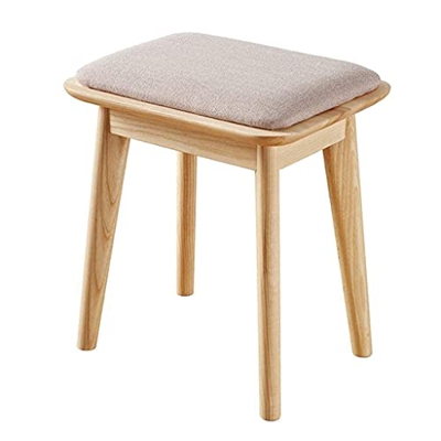 Sofá Reposapiés Madera Maciza Ceniza Beige Bolsa Suave Silla De Maquillaje Banco Simple Adecuado para Dormitorio Restaurante Bajo Cómodo Y Suave