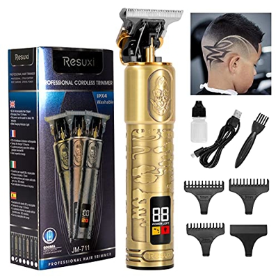 Maquina Cortar Pelo Inalámbrico Cortapelos Hombre Profesional Renovada Recortadora de Barba Eléctrica con Pantalla LCD, Cortador de Pelo Barba Kit con