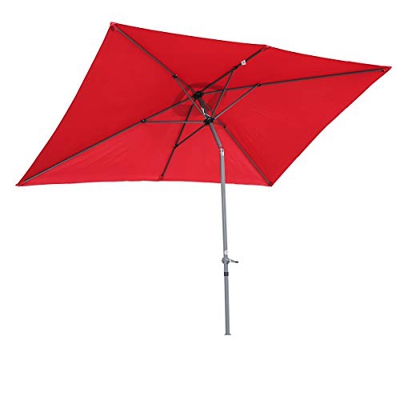 Angel Living 2x3M Sombrilla Parasol de Aluminio y Poliéster, Parasol Inclinado con Manivela, Mástil Aluminio 38mm (Rojo)