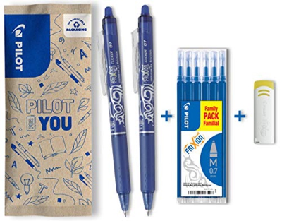 Pilot Spain Frixion Clicker - 1 set de 2 Frixion clicker + 6 recargas + 1 goma, color azul