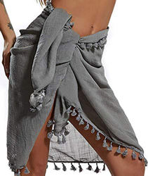 Tuopuda Mujeres Sarong de Playa Traje de baño Semi-Transparente Bikini Cover-Ups Pareo Chal Falda con borlas características