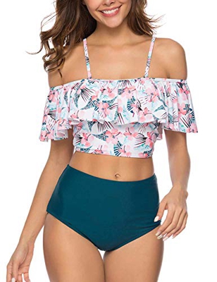 UMIPUBO Traje de Baño Top Flounce Bikini Set Acolchado Bra Bañador Cintura Alta Conjunto De Bikini Dos Piezas Set Swimsuit Bathing Suit