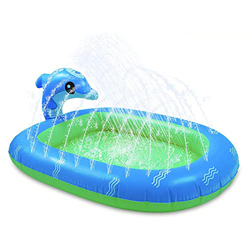 Haitee Aire de juegos hinchable, cojín de pulverización Dolphin, juegos de piscina para la playa, cojín de riego. precio