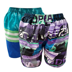 1s1k Bañador de Hombre Pack 2 Unidades con Bolsillos y Secado rápido (Morado/Raya Verde y Blanca, XXL) en oferta