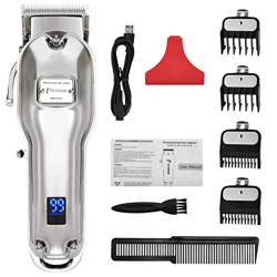Cortapelos Profesional Hombres, BESTBOMG Máquina Cortar Pelo Kit Cuchilla de Titanio y Cerámica 4 Peine-guía, Cortadora de Pelo Batería Recargable de  en oferta