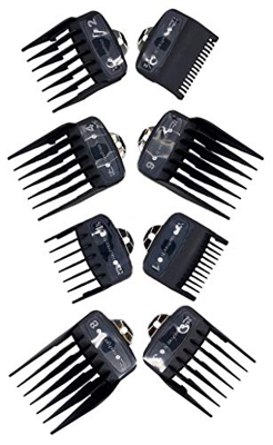 Hairprice - Juego de 8 peines guía para cortacésped profesional, compatible con Wahl, con clip de metal
