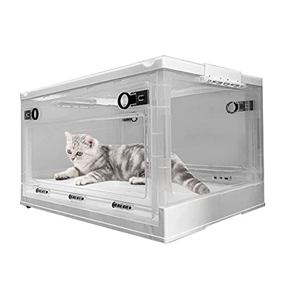 Caja de nebulización de respiración de animales, cajas de oxígeno de tratamiento de respiración de PVC, jaula de UCI transparente y visible, para masc