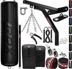 RDX 17PC Saco de Boxeo 4ft 5ft y Guantes para Entrenamiento,Relleno Kara Bolsa de Boxeo con Soporte Pared, Cadena para Muay Thai, MMA, Sparring, Kick  características
